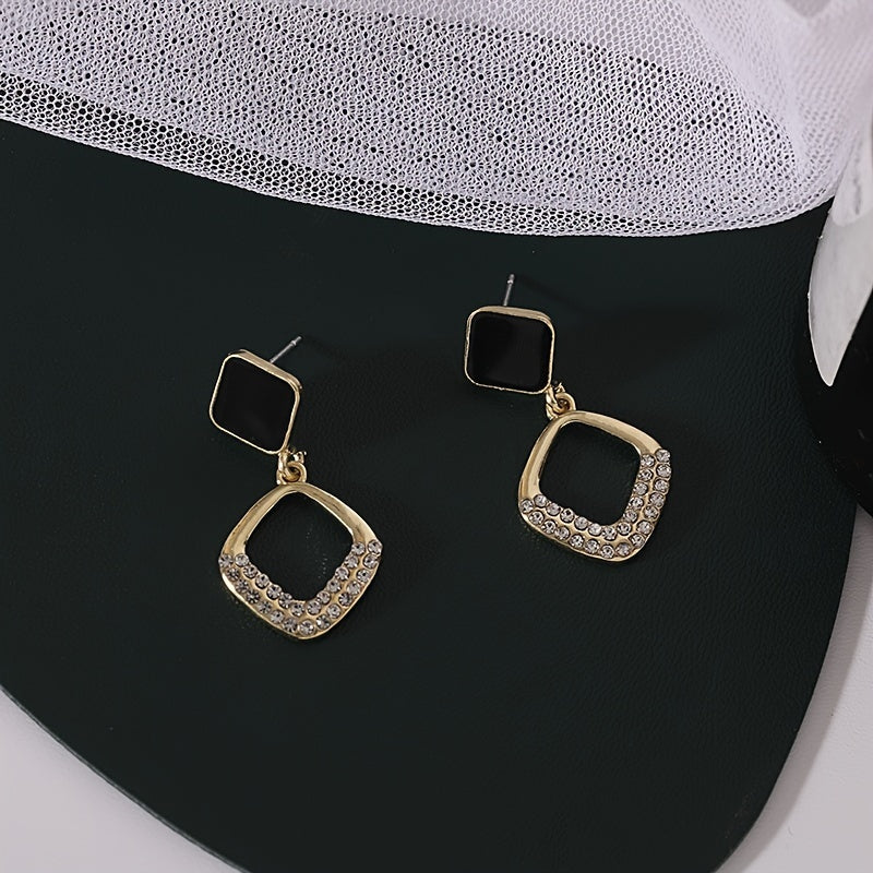 Zirconia Square Geometric Dangle Earrings