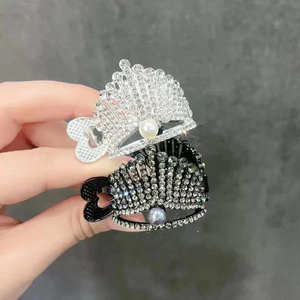 Crown Rhinestone hair clip pearl