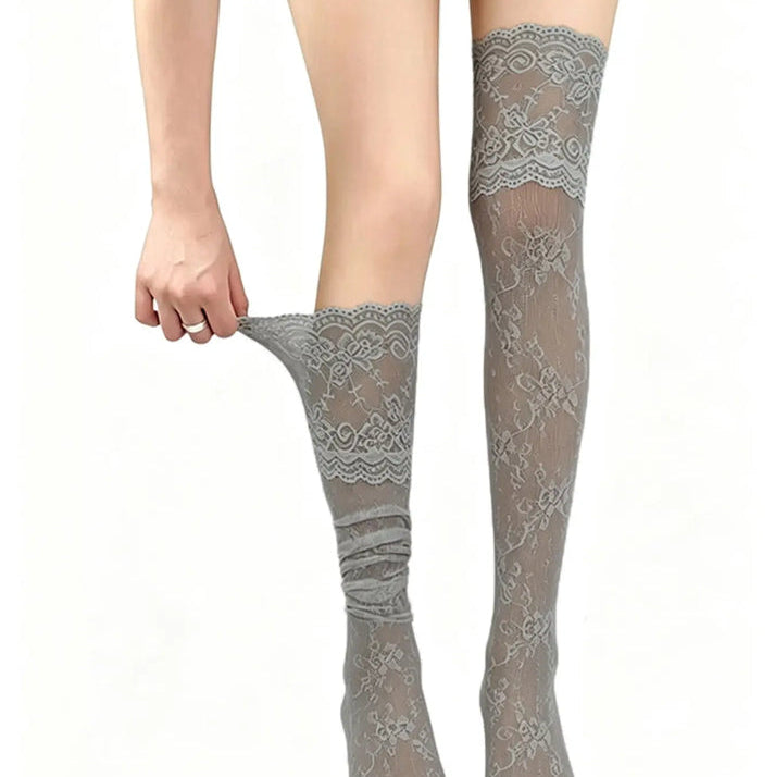 🖤✨ Women’s Lace Floral Fishnet Thigh High Stockings, Breathable Nylon Over-The-Knee Socks🧦🌹