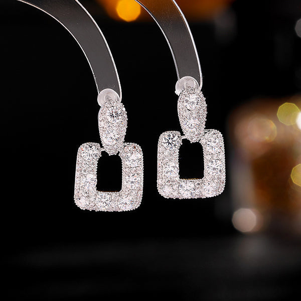Moissanite diamond square earrings
