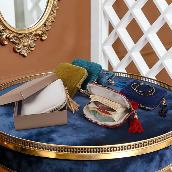 Small Travel Jewelry Organizer Pouch with 6 Compartments