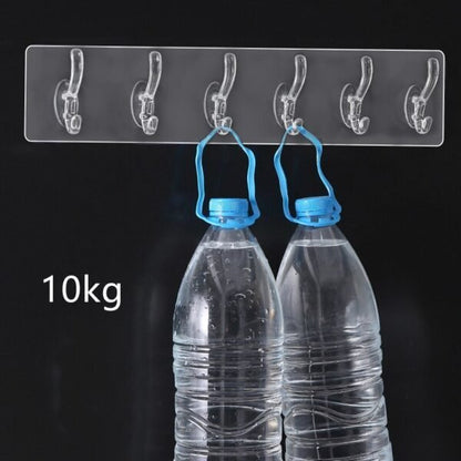 6 Row Transparent Wall Hooks