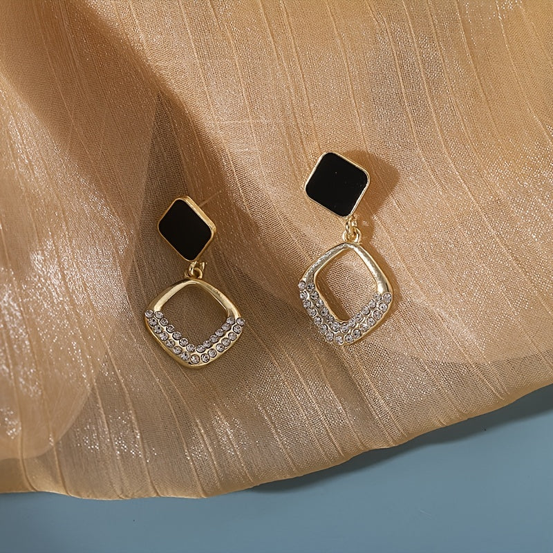 Zirconia Square Geometric Dangle Earrings