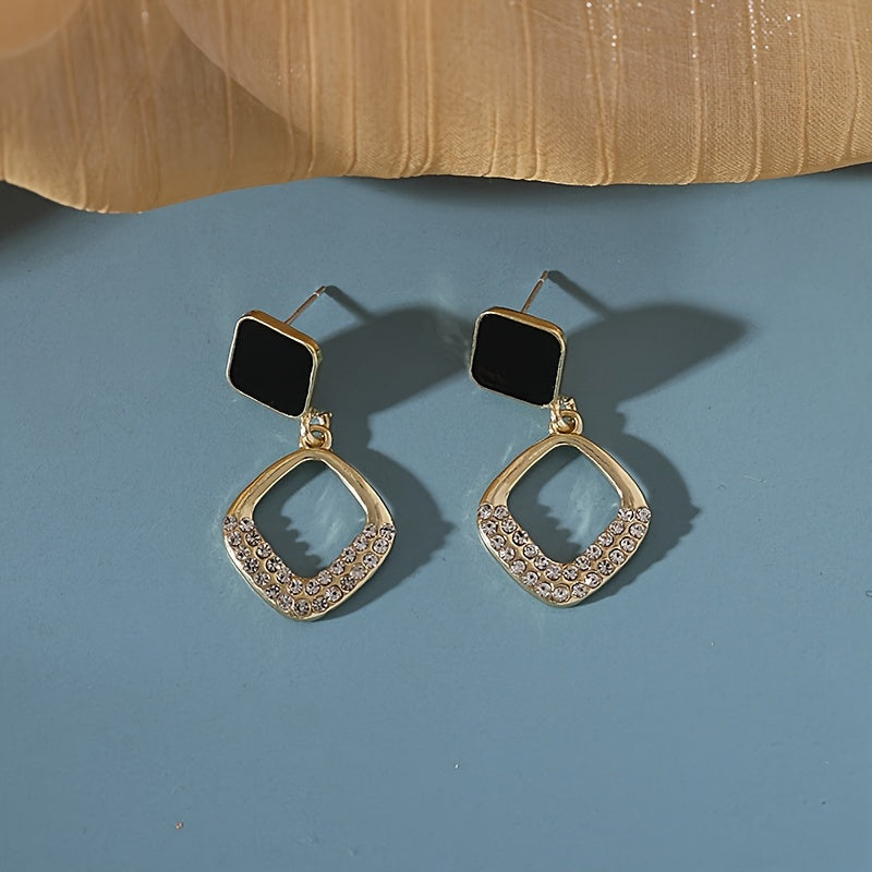 Zirconia Square Geometric Dangle Earrings