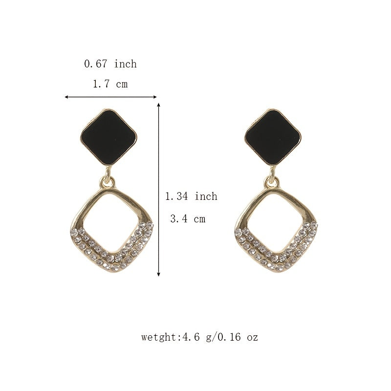 Zirconia Square Geometric Dangle Earrings