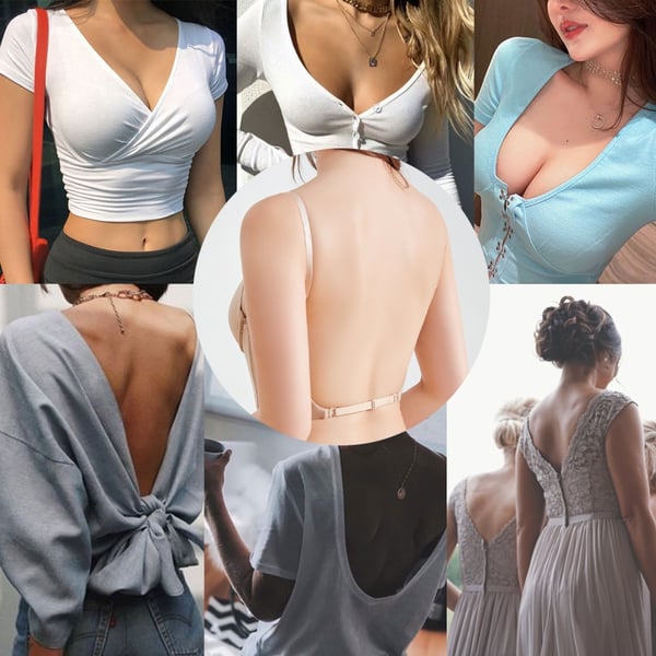 Low Cut Backless Bra With Deep V Neck Plunge Front