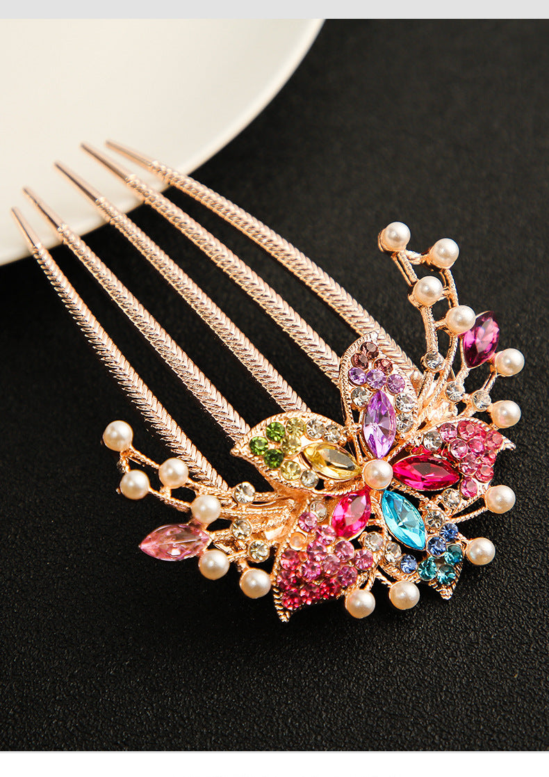 FLORAL RHINESTONES HAIRPIN