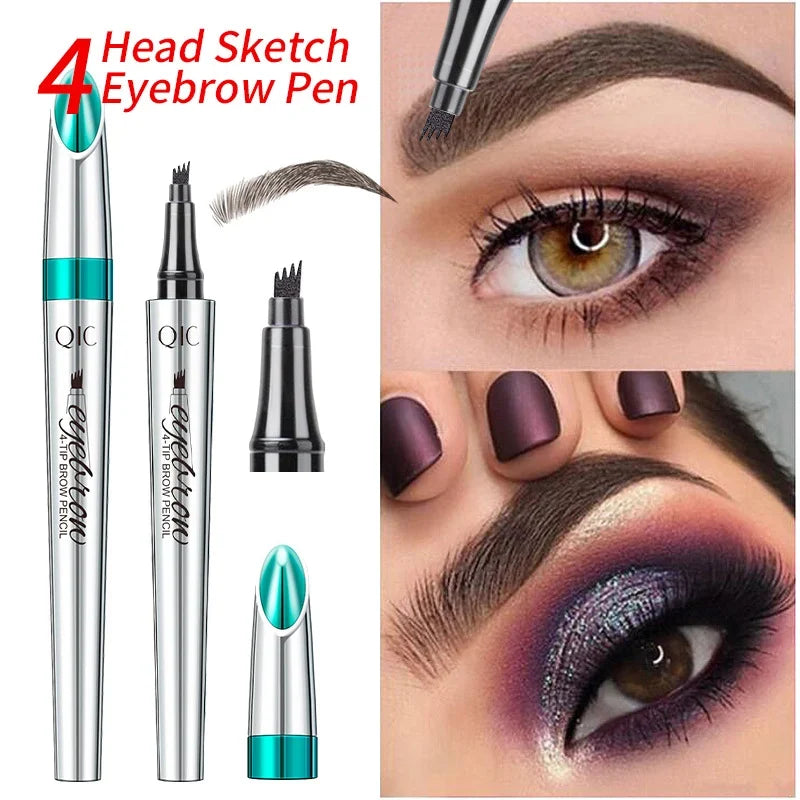 3D Waterproof Microblading Eyebrow Pen 4 Fork Tip Tattoo Pencil