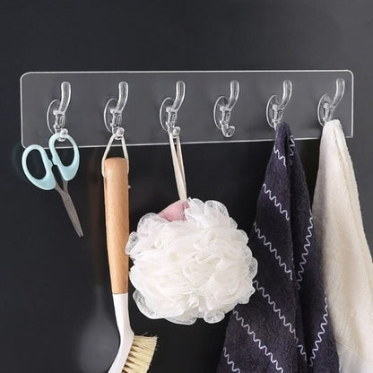 6 Row Transparent Wall Hooks