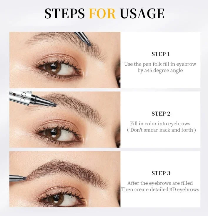 3D Waterproof Microblading Eyebrow Pen 4 Fork Tip Tattoo Pencil