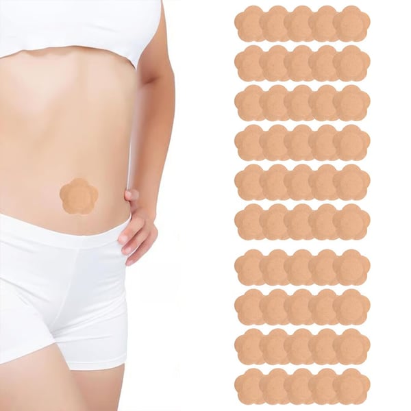 💥20pcs Pack Wrap for Belly Button, Self-Adhesive Patches Cover Patch Organic Disposable Spunlace Cloth Highly Absorbent Pad with Cotton, Oil Not Included (Skin Color)