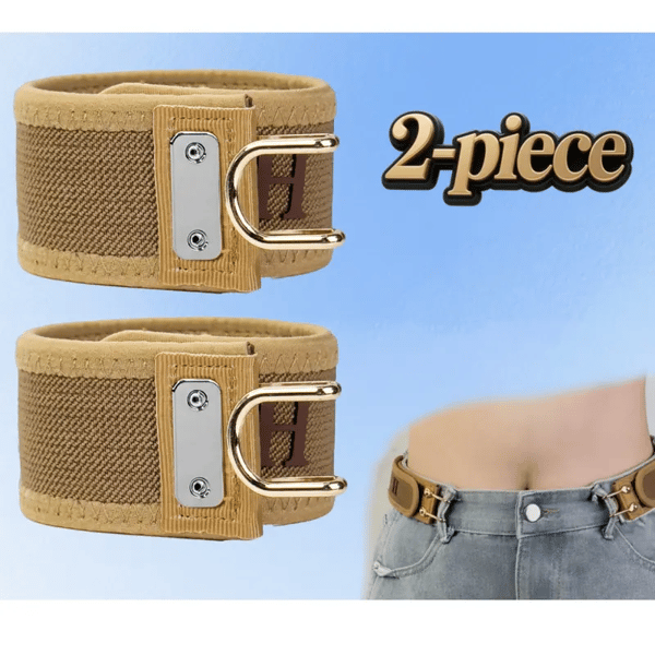 Tactical Metal Hook Elastic Belt (Unisex) - Patented No - Buckle Invisible Design | Soft Adjustable Side（2 packs）