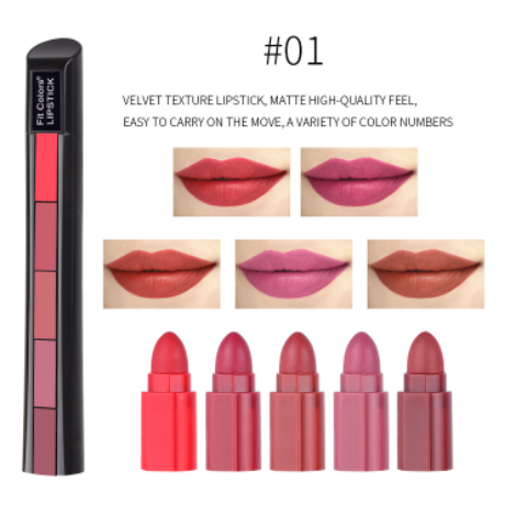 Multi Color Combination 5-in-1 Matte Lipstick