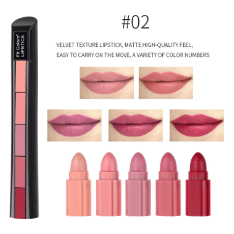 Multi Color Combination 5-in-1 Matte Lipstick