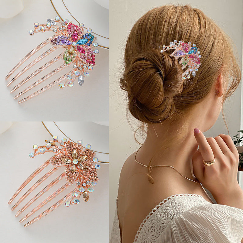 FLORAL RHINESTONES HAIRPIN