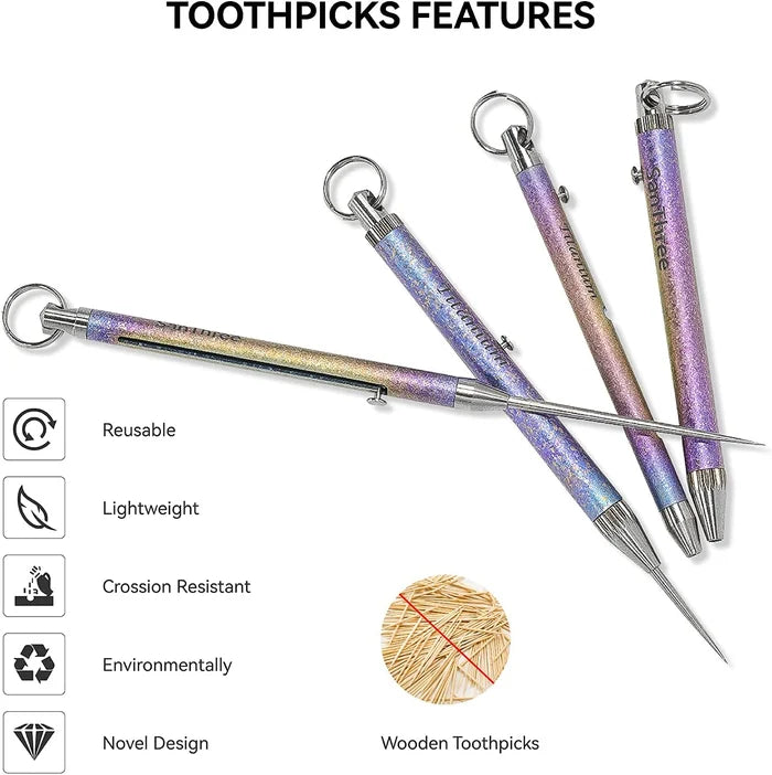 Multi-Functional Titanium Alloy Retractable Toothpick