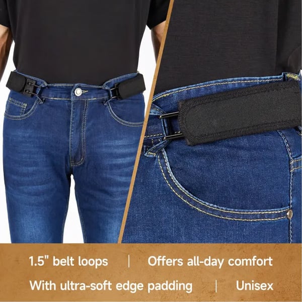 Tactical Metal Hook Elastic Belt (Unisex) - Patented No - Buckle Invisible Design | Soft Adjustable Side（2 packs）