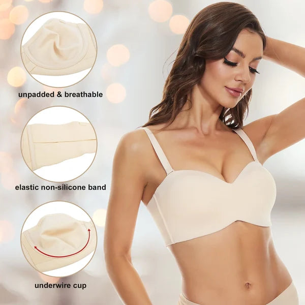 Full Support Seamless Strapless Convertible Bandeau Bra