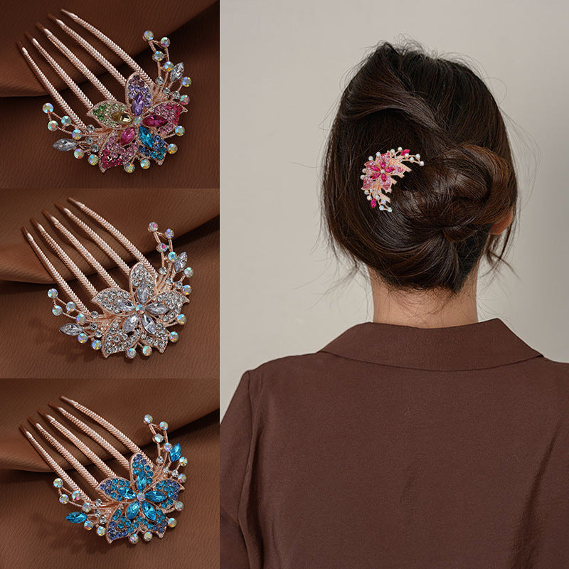FLORAL RHINESTONES HAIRPIN