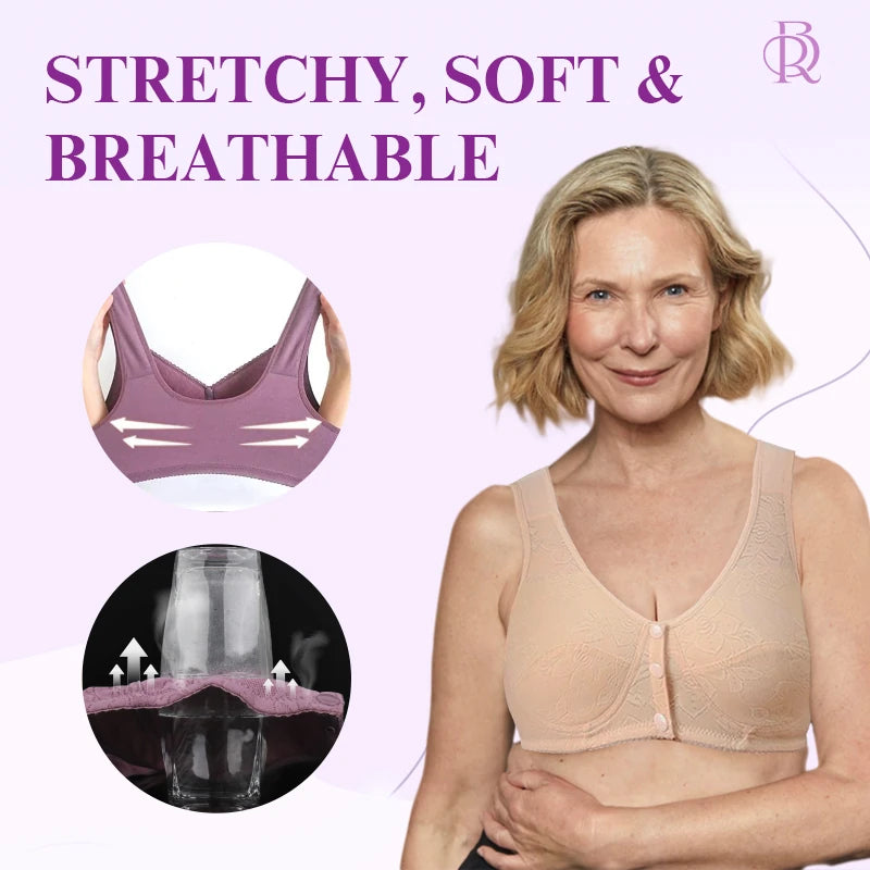 Rosette Bra - Easy Front Button Wireless Bra