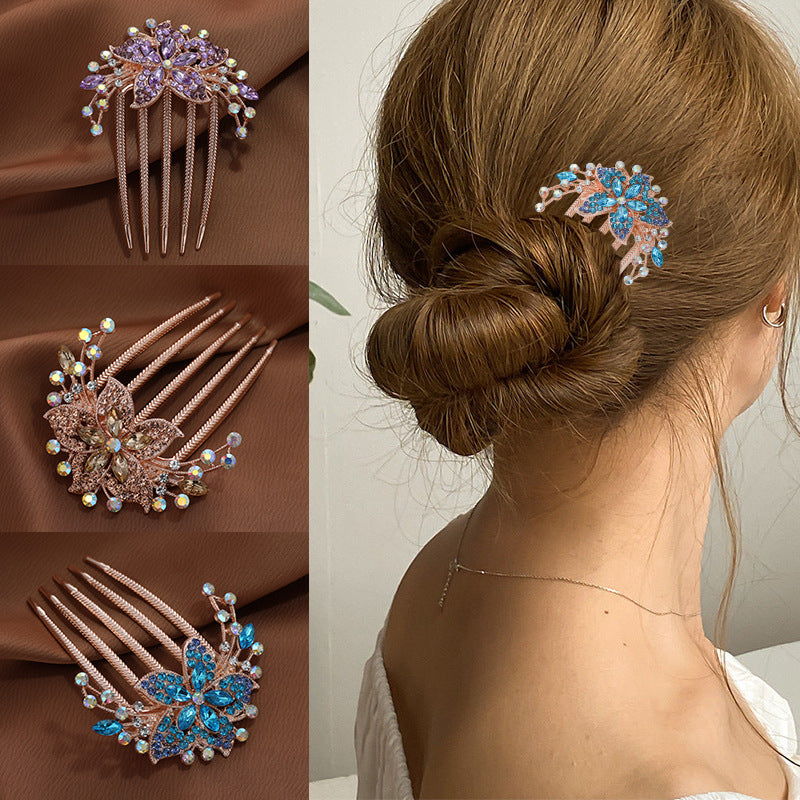 FLORAL RHINESTONES HAIRPIN