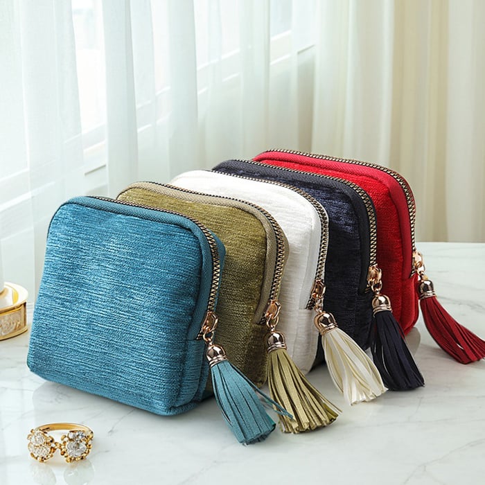 Small Travel Jewelry Organizer Pouch with 6 Compartments