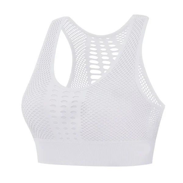 Shockproof push-up breathable mesh sports bra