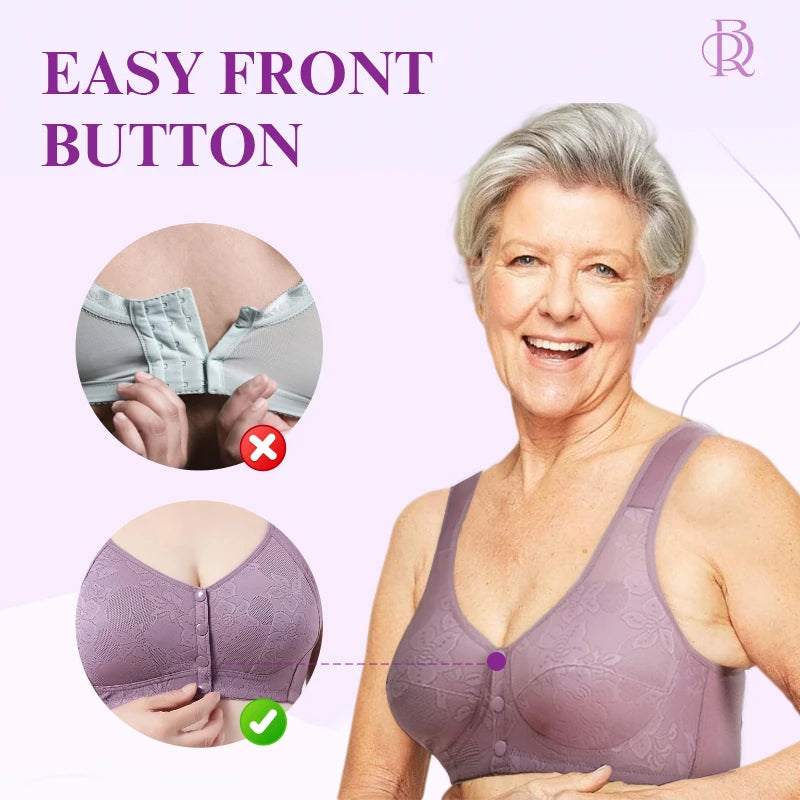 Rosette Bra - Easy Front Button Wireless Bra