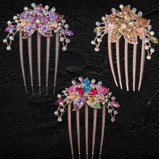 FLORAL RHINESTONES HAIRPIN