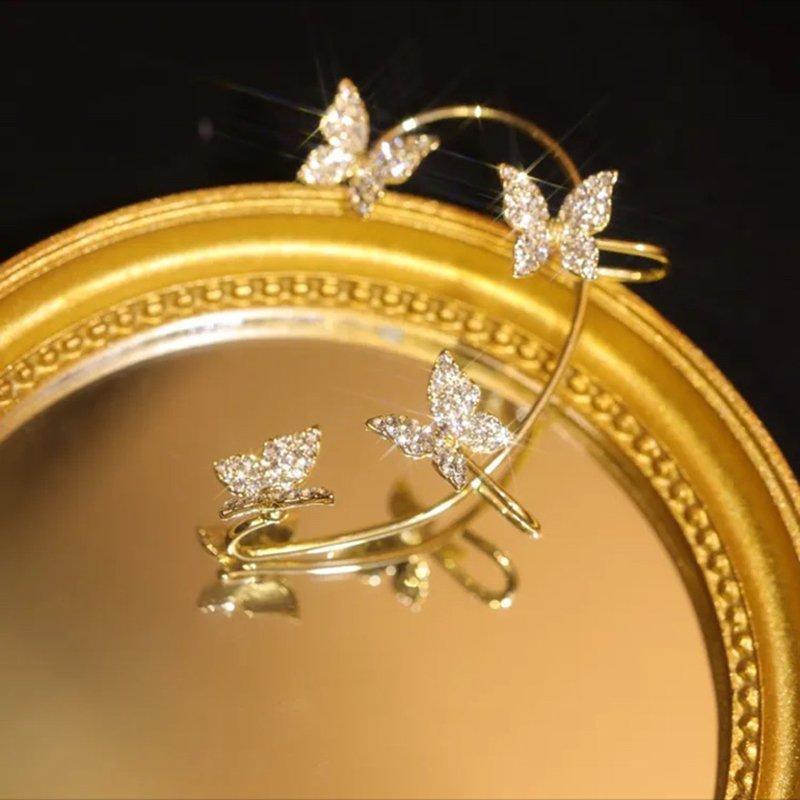 Gold alloyhigh-end  Zircon Butterfly Earrings