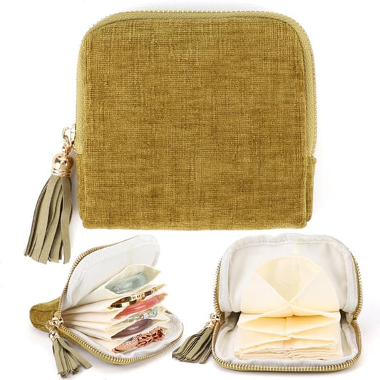 Small Travel Jewelry Organizer Pouch with 6 Compartments