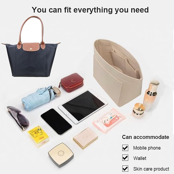 Felt Bag Organizer Insert – Multi-Pocket Purse & Tote Organizer