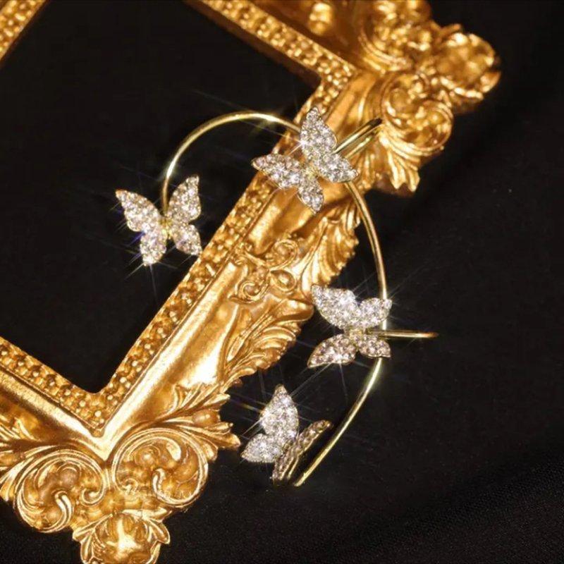 Gold alloyhigh-end  Zircon Butterfly Earrings