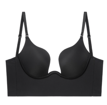 Low Cut Backless Bra With Deep V Neck Plunge Front