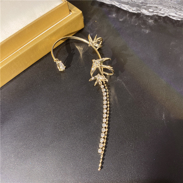 Flying Bird Water Drop Long Chain Earrings