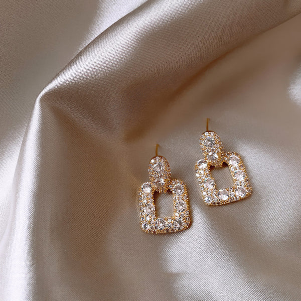 Moissanite diamond square earrings
