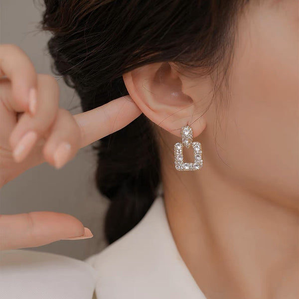 Moissanite diamond square earrings