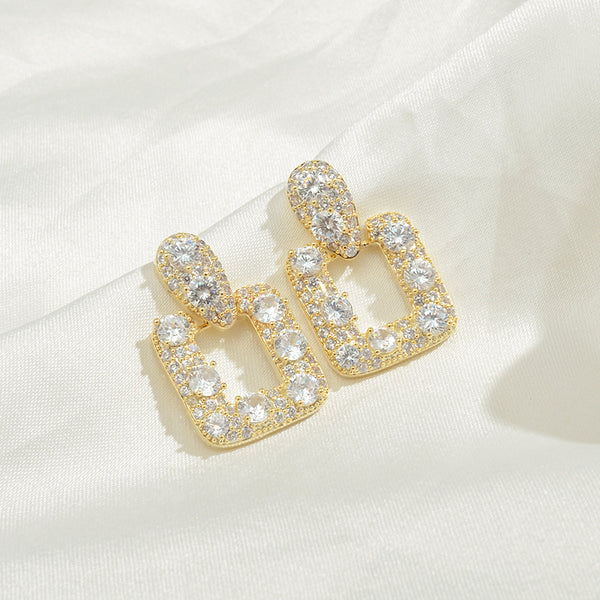Moissanite diamond square earrings