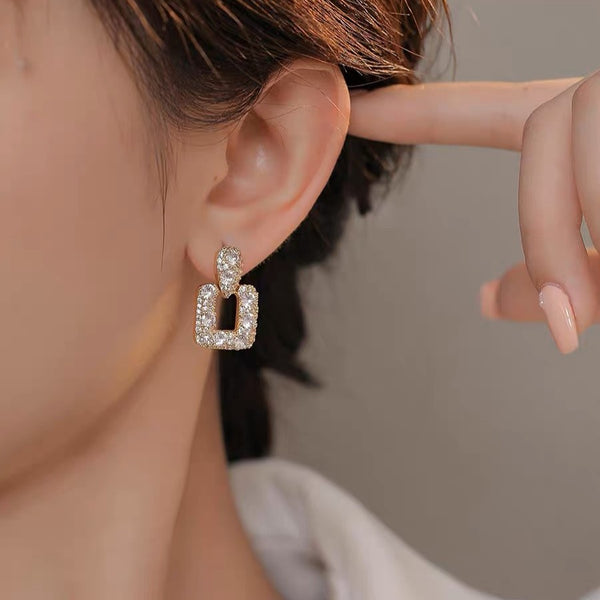 Moissanite diamond square earrings