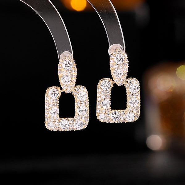 Moissanite diamond square earrings