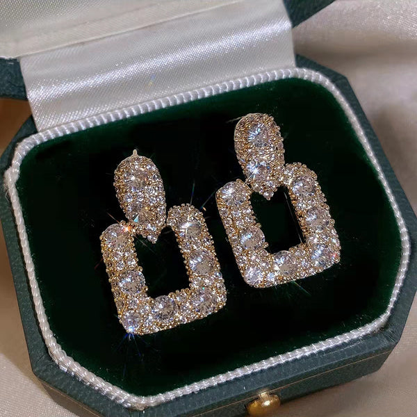 Moissanite diamond square earrings