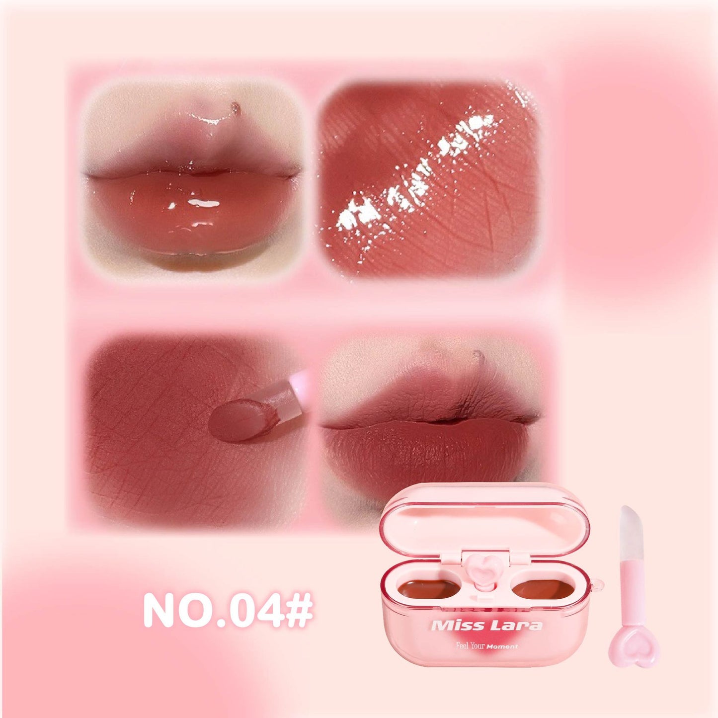 💕2-in-1 headphone-shaped lip gloss with matte and glossy finish