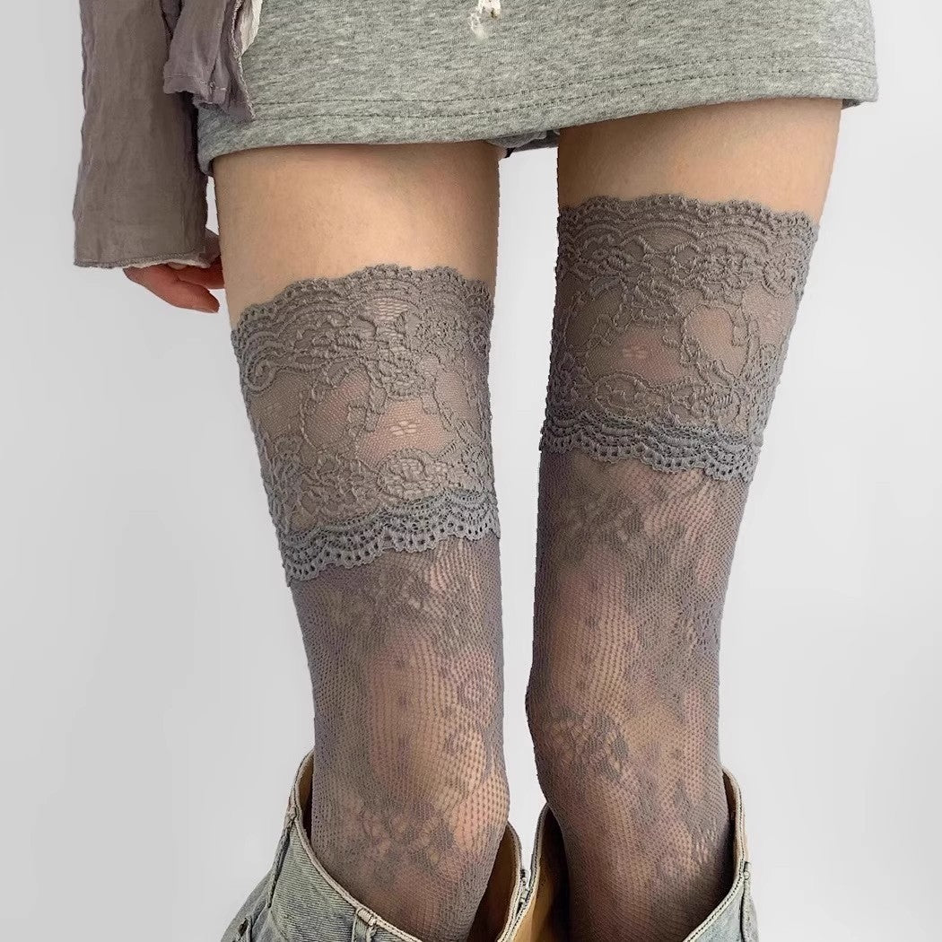 🖤✨ Women’s Lace Floral Fishnet Thigh High Stockings, Breathable Nylon Over-The-Knee Socks🧦🌹