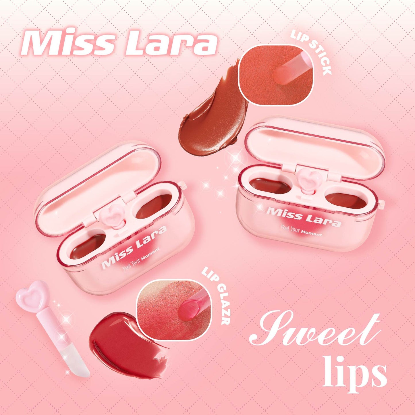 💕2-in-1 headphone-shaped lip gloss with matte and glossy finish