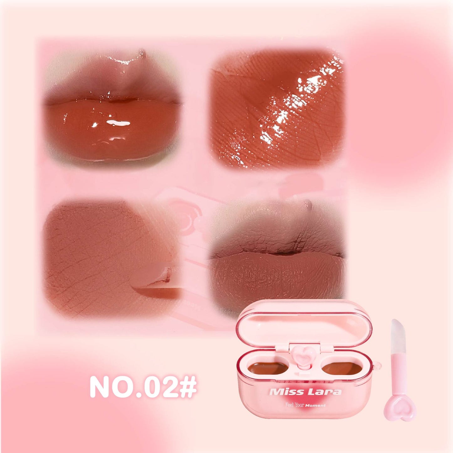 💕2-in-1 headphone-shaped lip gloss with matte and glossy finish