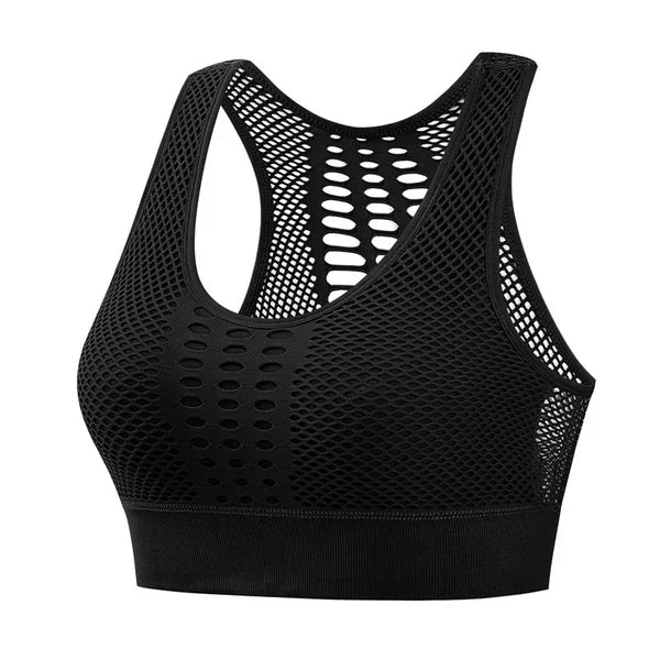 Shockproof push-up breathable mesh sports bra