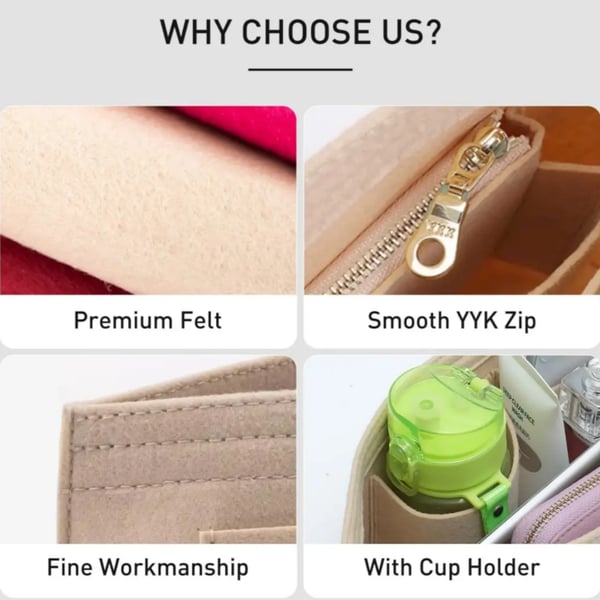 Felt Bag Organizer Insert – Multi-Pocket Purse & Tote Organizer