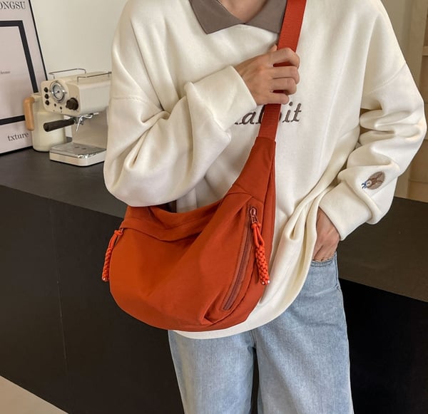👜Women's Fashion Plain Color Nylon Crossbody Hobo Bag
