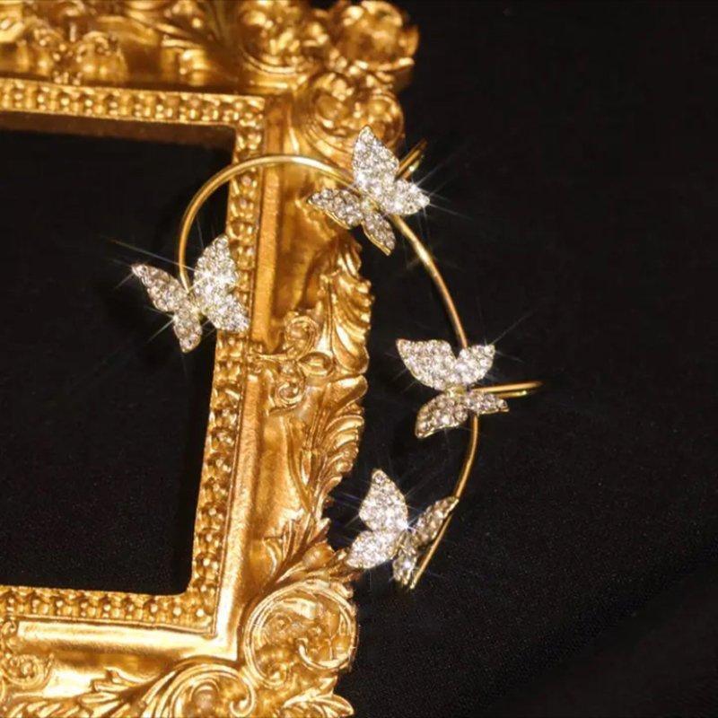 Gold alloyhigh-end  Zircon Butterfly Earrings