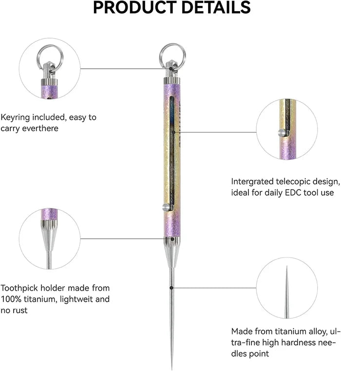 Multi-Functional Titanium Alloy Retractable Toothpick